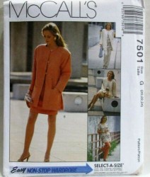 7501 MCCALLS UNLINED BOXY JACKET,  TUNIC, TOP, PANTS, SKIRT PATTERN 20-24 UNCUT